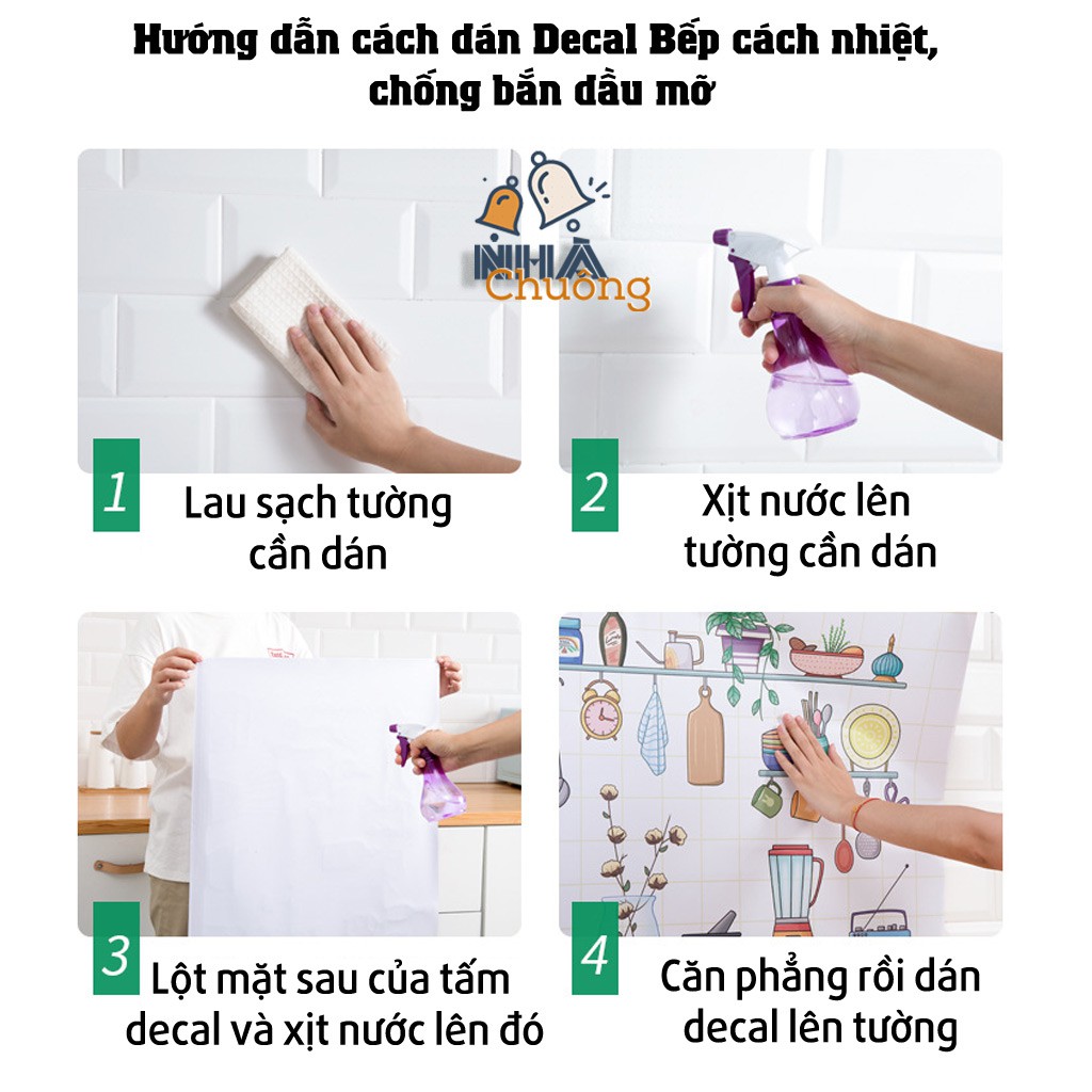 Decal dán bếp, giấy dán tường bếp chống bắn dầu mỡ, chịu nhiệt cao, dễ lau chùi (hàng cao cấp)