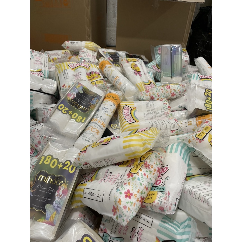 BÔNG TẨY TRANG MIHOO KOKIMI 150 200 210 240 miếng MỀM MẠI 100% COTTON-CHÍNH HÃNG 100%