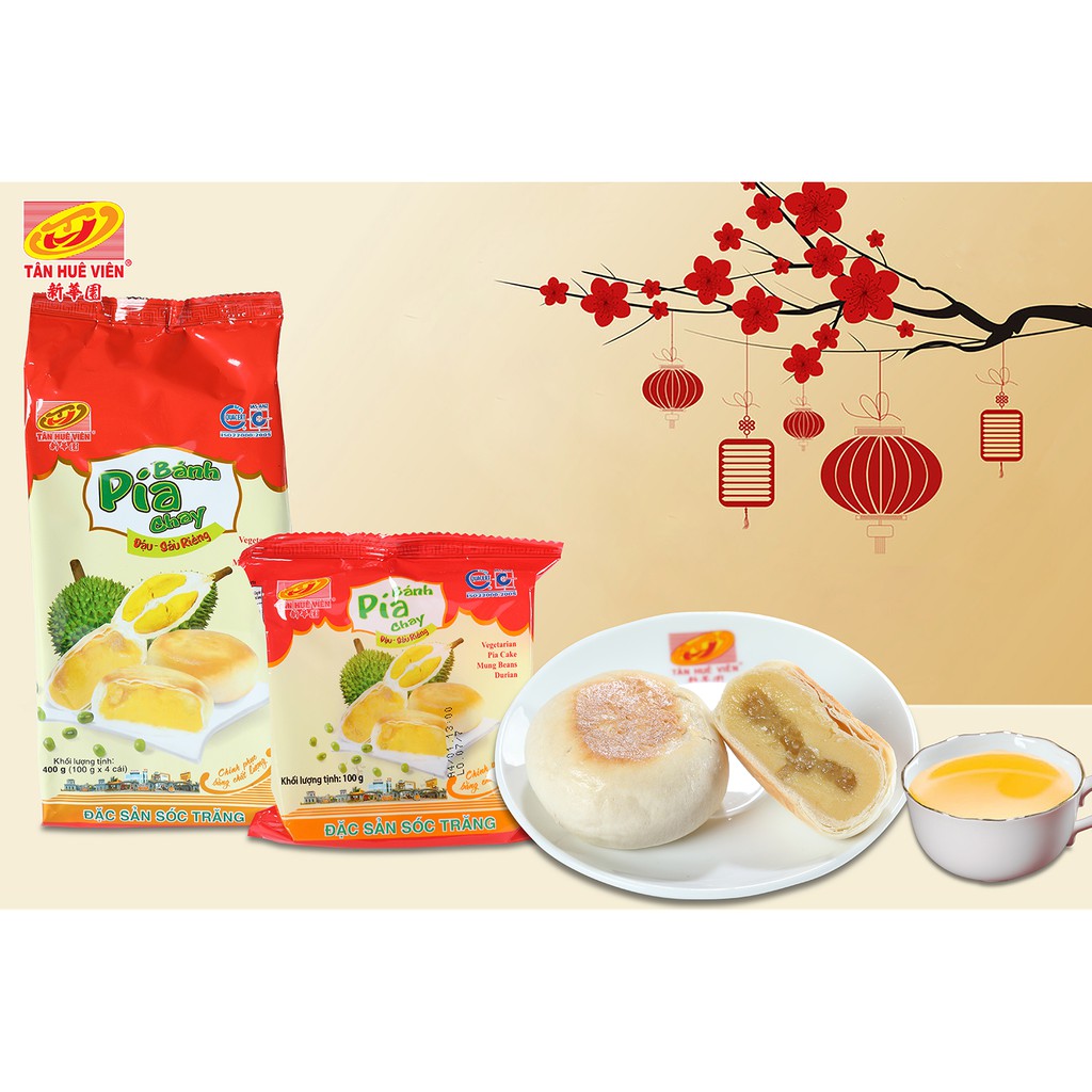 Bánh pía chay đậu sầu riêng Tân Huê Viên (500g)