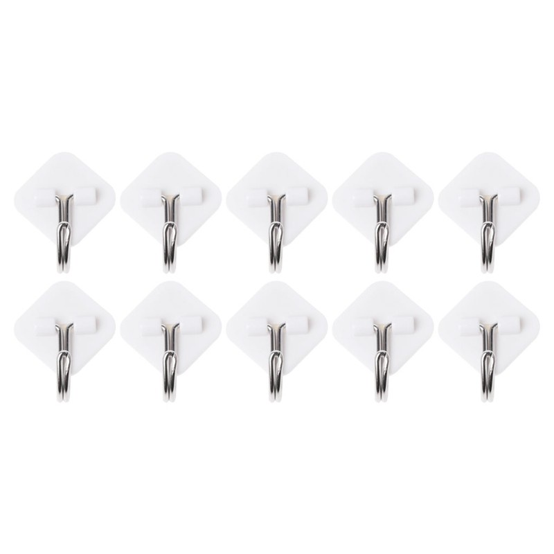 Set 10 Móc Treo Đồ Dán Tường Bằng Nhựa Tiện Dụng Cho Nhà Bếp / Phòng Tắm