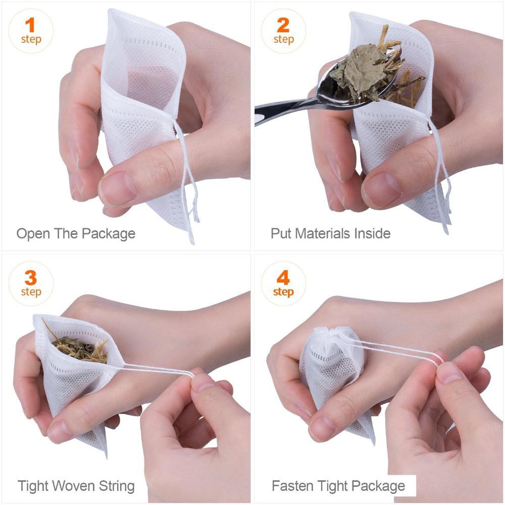 100 túi lọc trà rỗng có dây rút tiện lợi