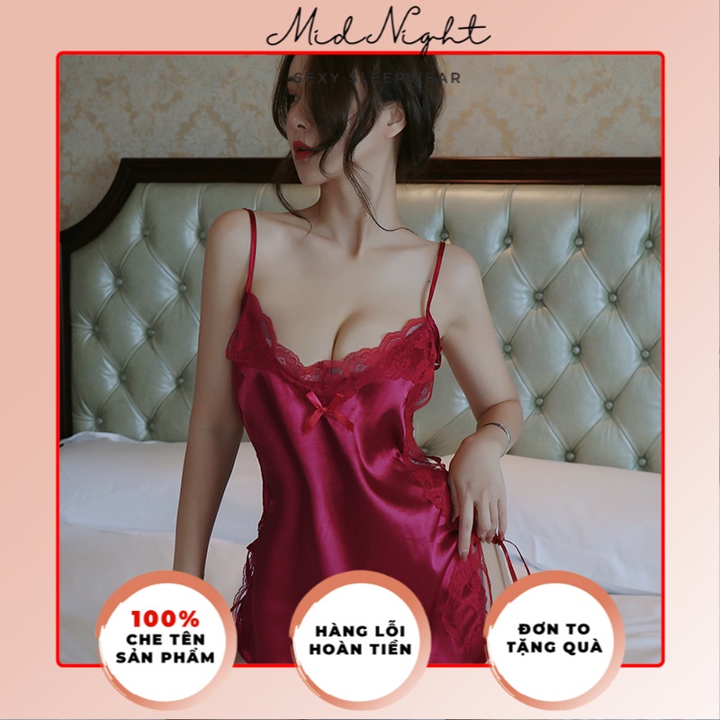 Váy Ngủ Sexy Hở Sườn Quyến Rũ Khiêu Gợi Sang Trọng - Đồ Lót Gợi Cảm Dây Buộc Ren Cám Dỗ Đầy Kích Thích Mid Night Sexy