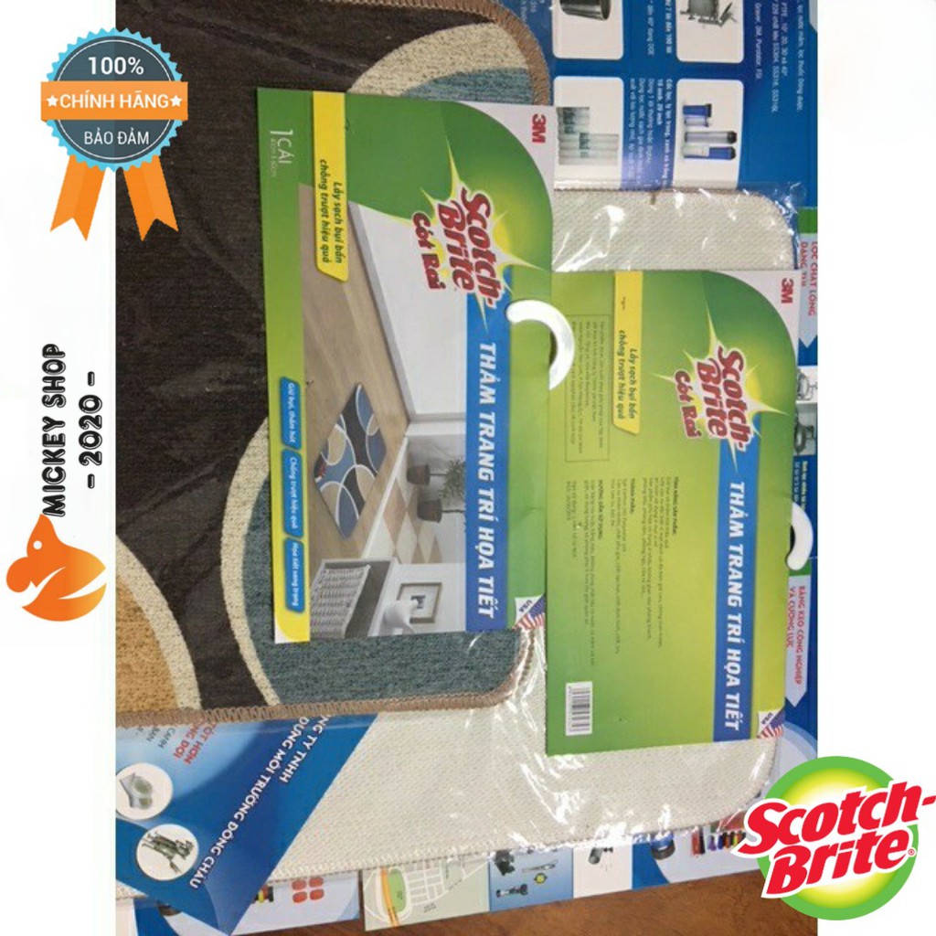 [ MUA NHIỀU ] Thảm Trang Trí Họa Tiết Scotch-Brite 3M - 40x60cm - Tam Giác – Giữ Bụi, Thấm Hút, Chống Trượt, Hiệu Quả