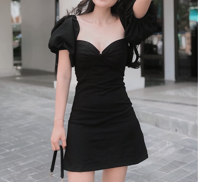 Váy nơ đen bowtie - hai màu trắng | đen
