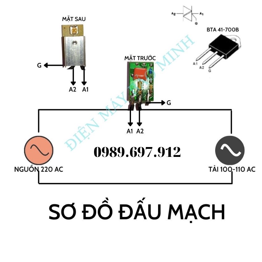 Bo mạch chuyển điện 220v sang 110v triac 3000w dùng cho máy khoan, máy mài, máy cắt, xay sinh tố