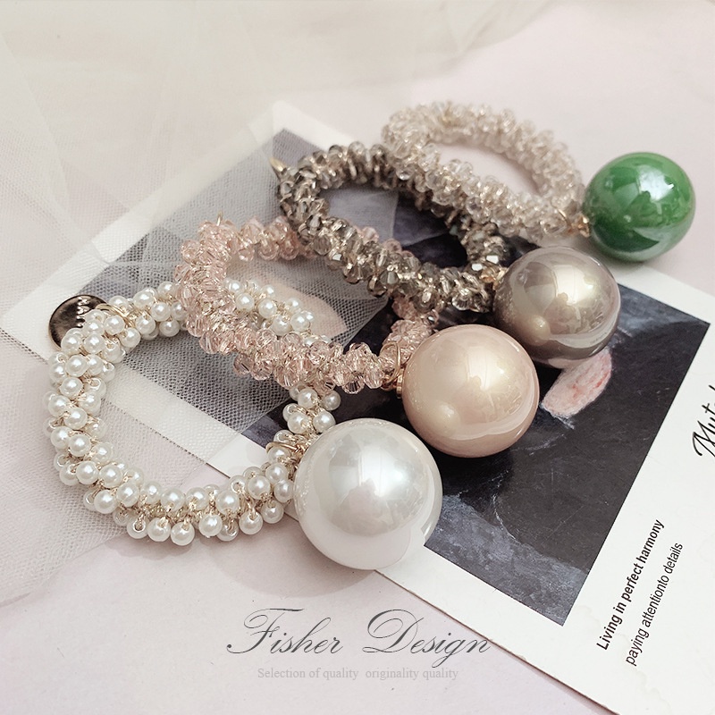 Dây Buộc Tóc Cao Su Co Giãn Đính Hạt Ngọc Trai Thời Trang Cho Nữ