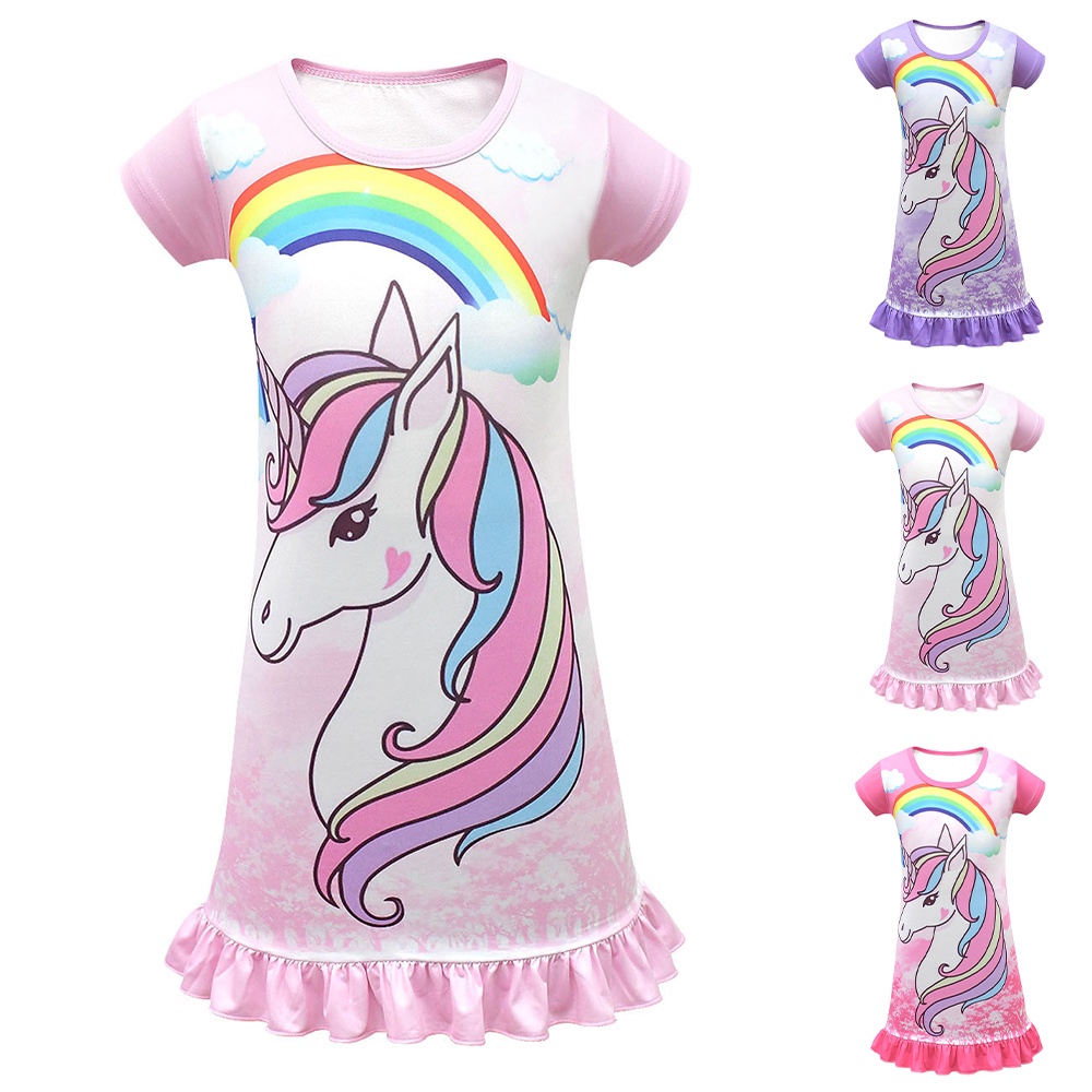 Đồ ngủ Ngắn Tay In Họa Tiết Hoạt Hình Dễ Thương Cho Bé Gái