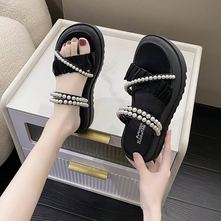 Xăng đan Đế Dày 4.5Cm Phong Cách Roman Thời Trang Mùa Hè Cho Nữ