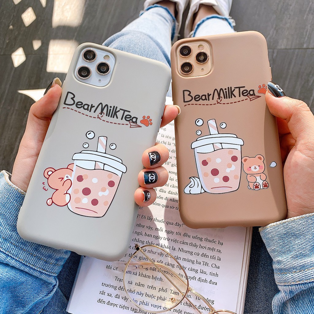 Ốp Lưng Silicon Bear Milk Tea I - B309