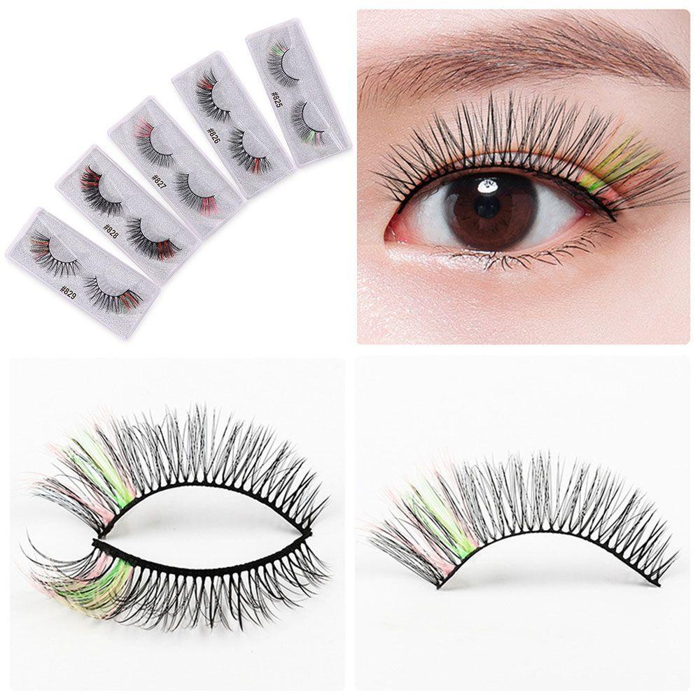 1 Cặp Lông Mi Giả Handmade Màu Hồng / Xanh Dương / Trắng / Đen Cao Cấp