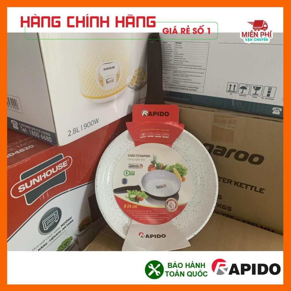 Chảo chống dính bếp từ, chảo từ men Đức Rapido 20cm, 24cm, 28cm đáy phẳng,thân và đáy chảo bằng nhôm đúc nguyên khối