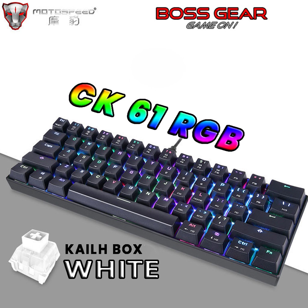 [Mã SKAMPUSHA7 giảm 8% đơn 250k]Bàn phím cơ 60 Motospeed CK61 RGB ( Kailh Box SwitchLED RGBDây cáp rời )