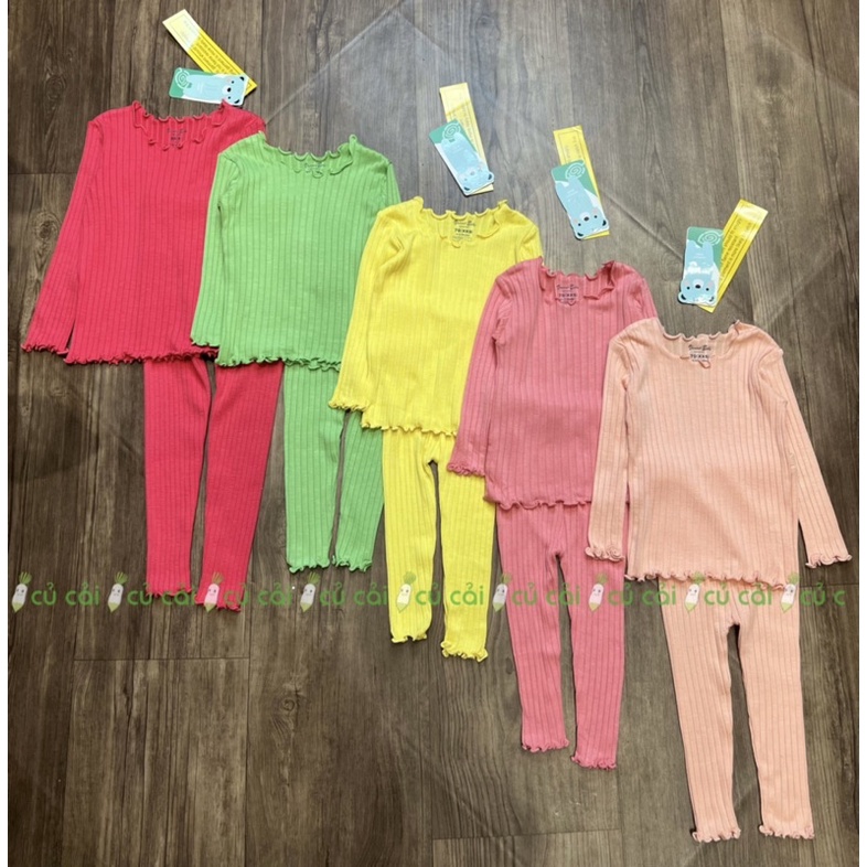 Bộ giữ nhiệt bé gái chất thun gân modal Vaenait Baby B45