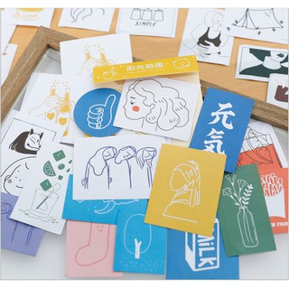 Zanmo Set 40 deco sticker mono trang trí sổ tay, bullet journal