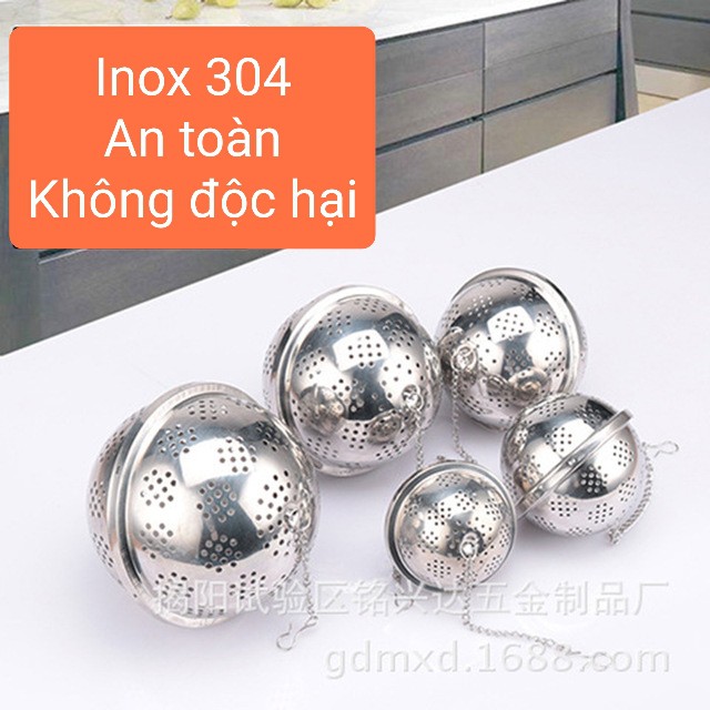 Lọc inox hình tròn cao cấp, có dây treo, nhiều kích thước, quả lọc - VUA BAO BÌ