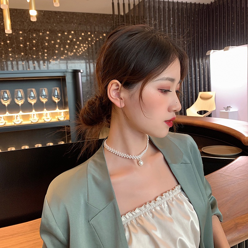 Vòng Cổ Choker Ngắn Đính Ngọc Trai Đơn Giản Thời Trang Dễ Phối Đồ