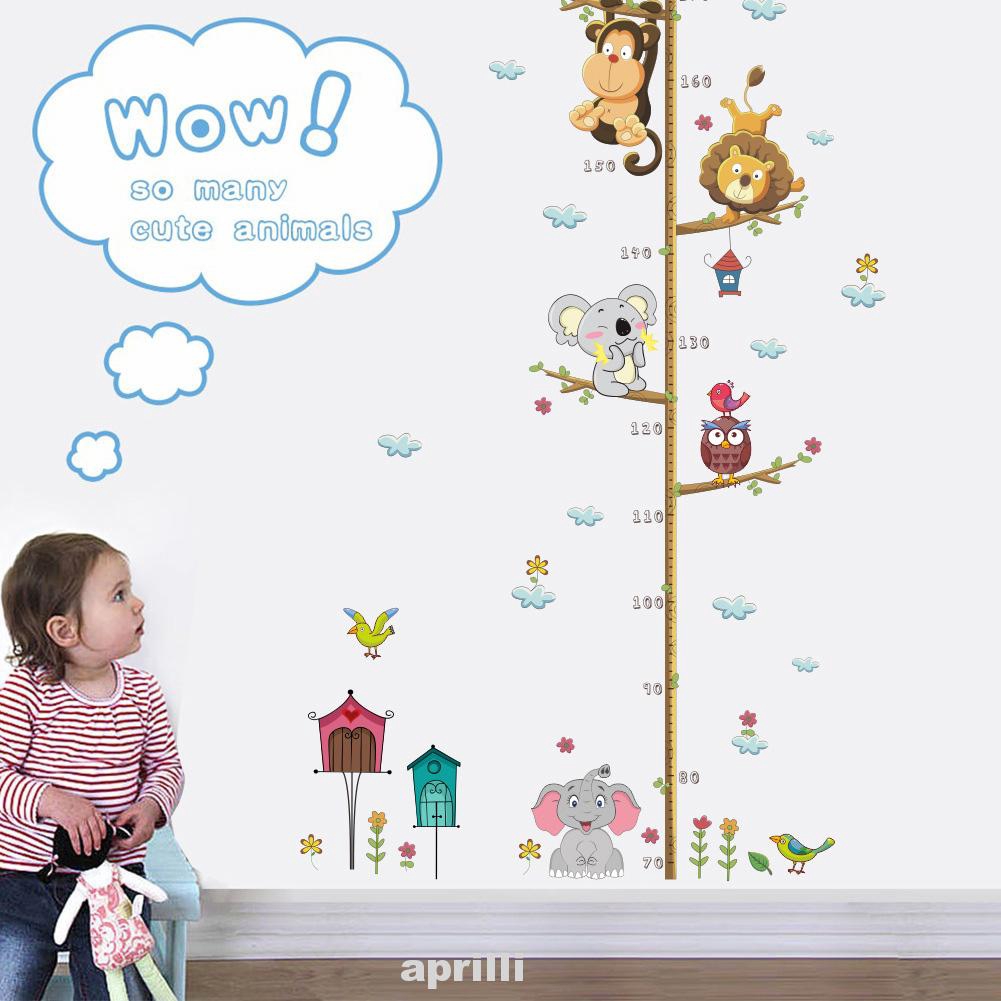 Wall Sticker Cartoon Height Art Home Decor Measure Zoo Kids Rooms Growth Chart
