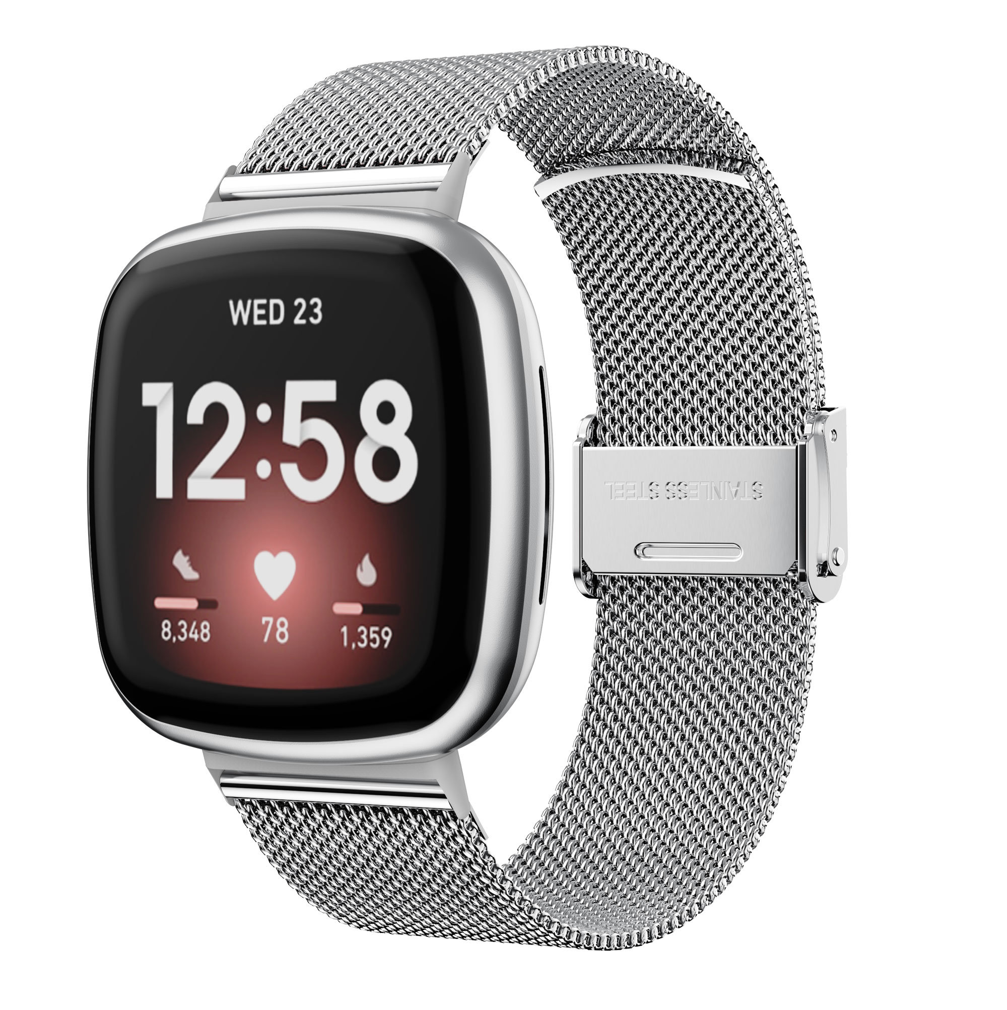 Dây Đeo Thay Thế Chất Liệu Kim Loại Dạng Lưới Thời Trang Cho Fitbit Versa 3