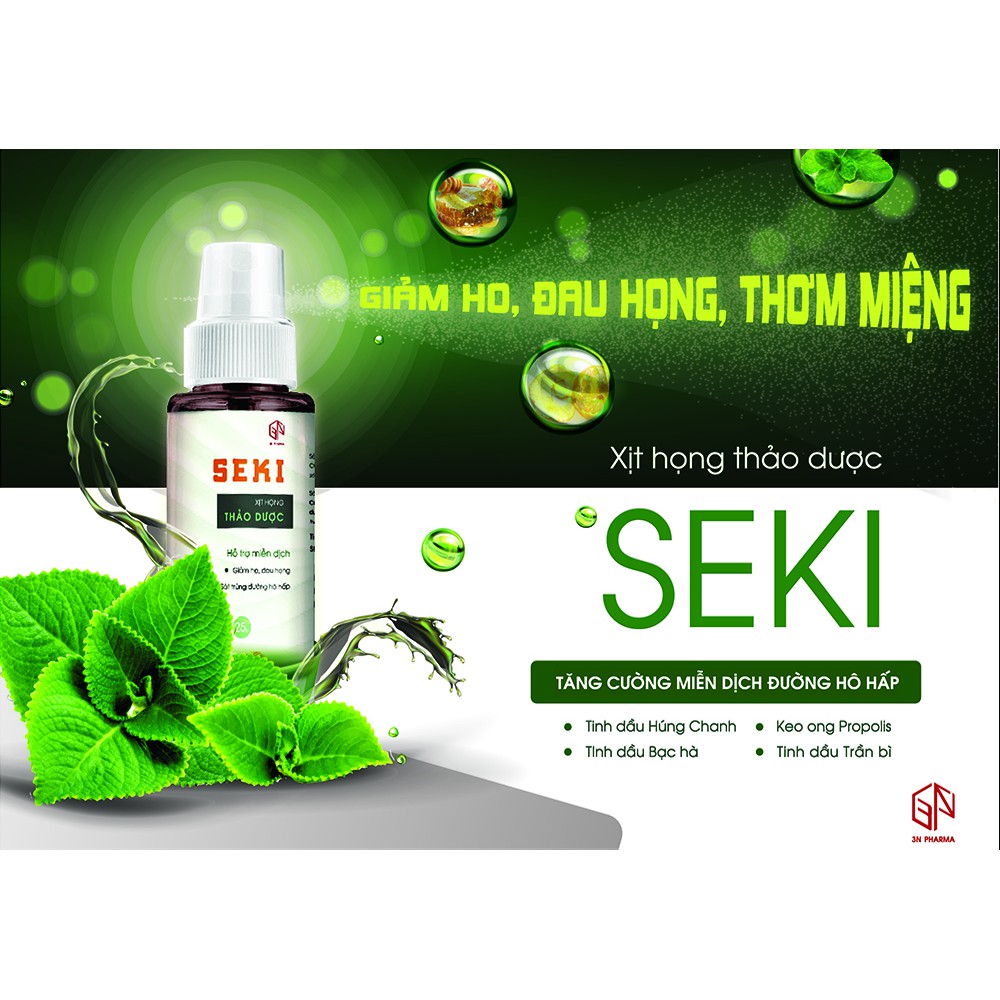 XỊT HỌNG THẢO DƯỢC KEO ONG SEKI (Chai 25ml) - Giảm Ho, Đau Họng-Hỗ Trợ Tăng Cường Miễn Dịch Đường Hô Hấp