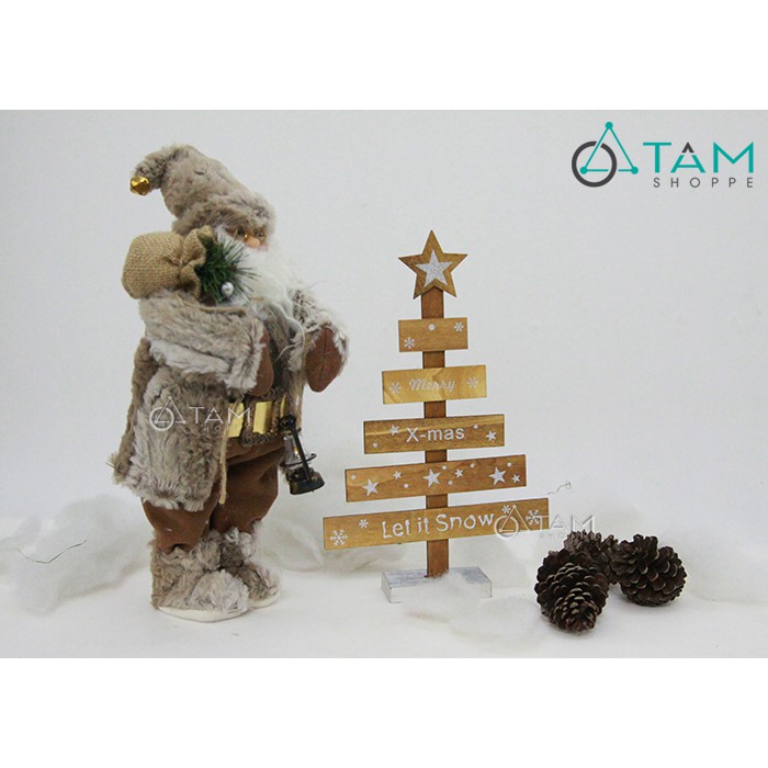 Cây thông noel mini để bàn in chữ bằng gỗ XMAS-TREE-26