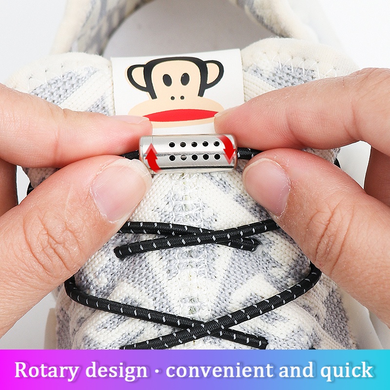 1 Cặp Dây Buộc Giày Hình Viên Nang Kim Loại Phản Quang Co Giãn Không Cần Buộc