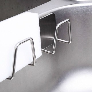 Combo 2 móc treo đồ rửa chén, nắp chậu rửa inox dán tường
