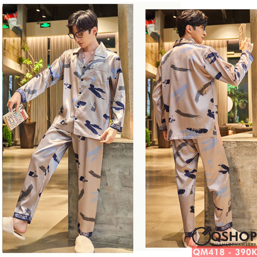 BỘ ĐỒ PIJAMA NAM QUẦN DÀI, TAY DÀI, QSHOP QM418