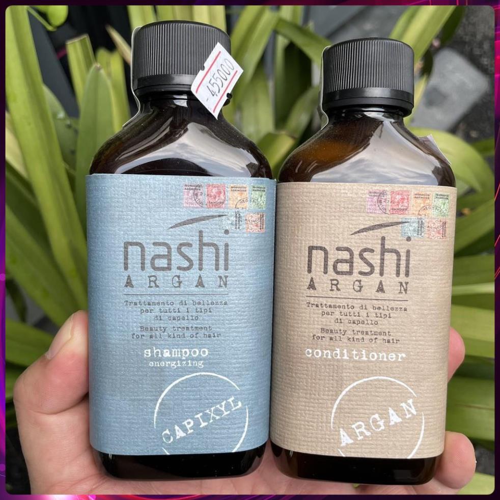 🇮🇹Nashi-Italia🇮🇹 Dầu gội xả chống rụng và kích thích mọc tóc Nashi Argan Energizing Hairloss Capixyl 200mlx2 a