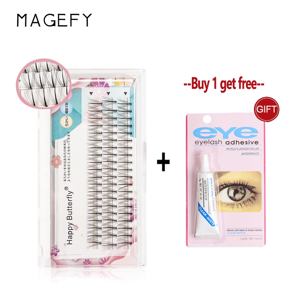 Lông mi giả MAGEFY 11mm màu đen dài tự nhiên dễ sử dụng cho người mới bắt đầu
