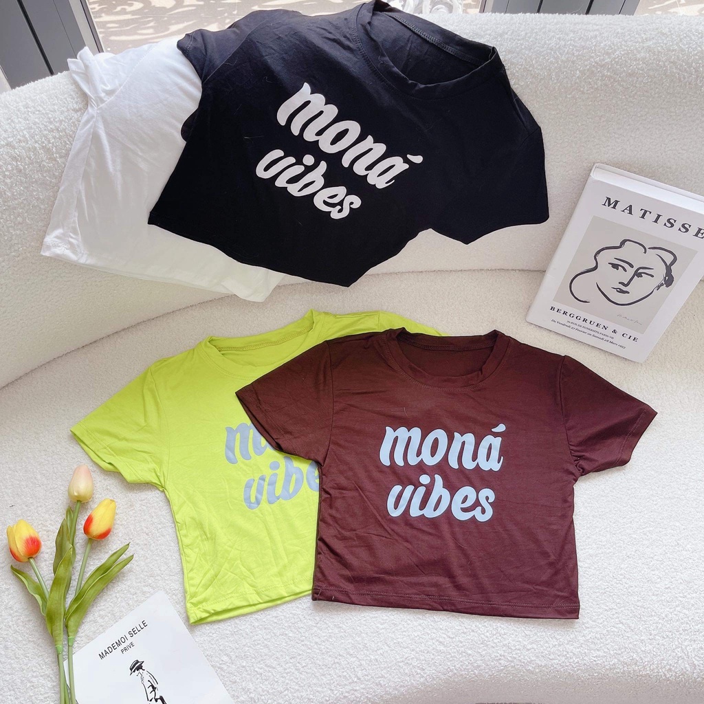 Áo thun croptop Mona Vibes ôm body N alohashop91