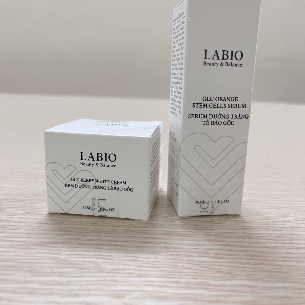 [Mã BMBAU300 giảm 7% đơn 499K] Combo 2 Serum &amp; Kem Dưỡng Trắng Sáng, Mờ Thâm Nám, Trẻ Hóa Da LABIO Glutathione