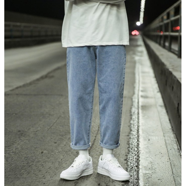 Quần Jean Baggy Nam Chất Bò Cao Cấp Xanh Bạc Lưng Chun Kiểu Dáng Thời Trang | BigBuy360 - bigbuy360.vn