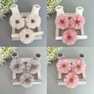 Set tất và băng đô, tất lông mềm cho bé gái