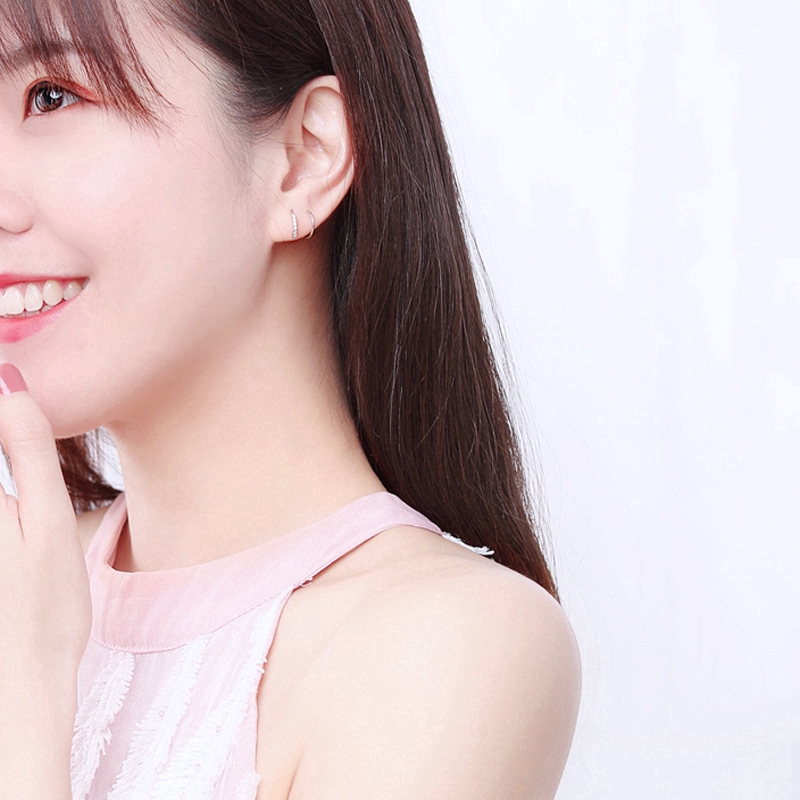 Ahellogirl Khuyên tai Xoắn ốc Pha Lê màu bạc sang trọng cho nữ