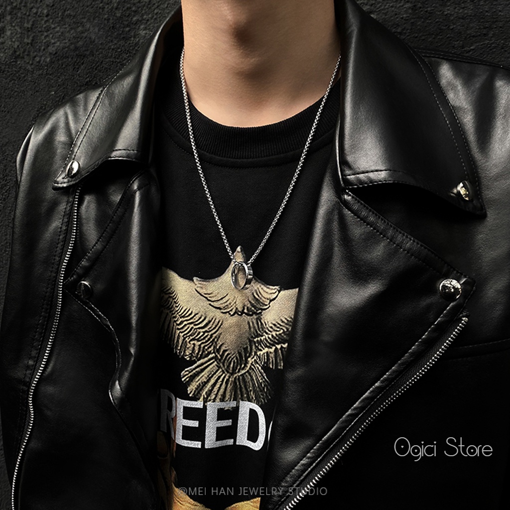 Dây chuyền nam nữ titan không gỉ thời trang, Vòng cổ nam mặt nhẫn trơn cá tính phong cách hiphop, Unisex