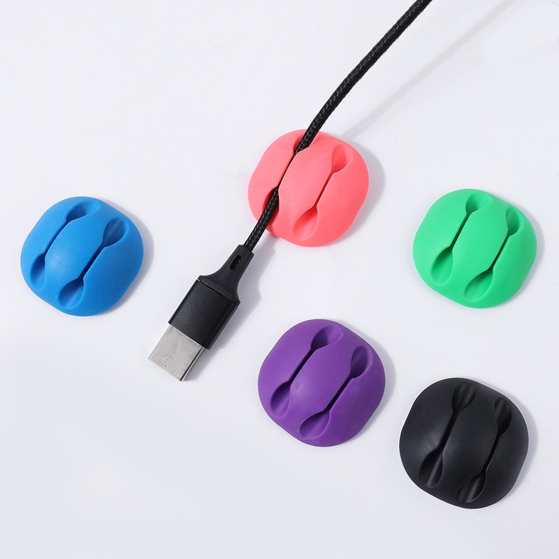 1 Kẹp Giữ Dây Cáp Bằng Silicon Tự Dính Chống Thấm Nước Màu Sắc Ngẫu Nhiên