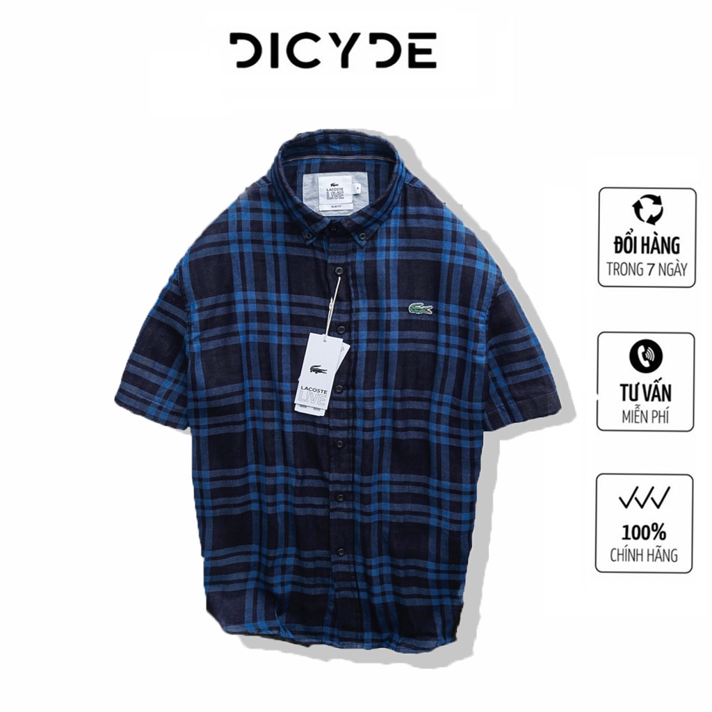 Áo sơ mi nam cộc tay caro chất phải cotton thấm hút DICYDE LC.02