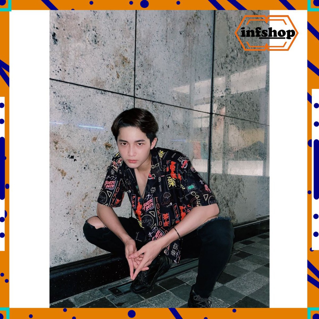 🆗 [ HÓT ] Áo sơ mi tay ngắn họa tiết NEON mende tay lỡ, FORM UNISEX 👕👖