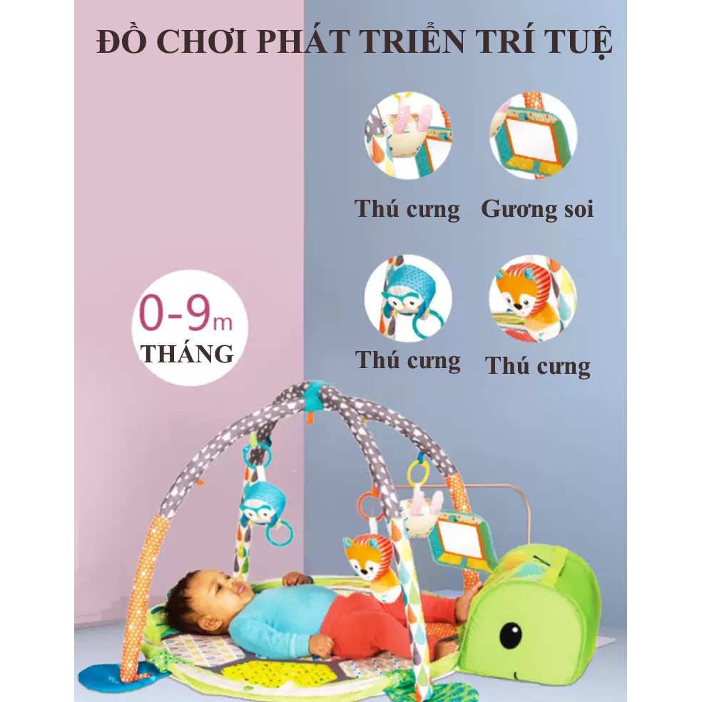 Thảm nằm chơi, thảm vận động cho bé phát triển giác quan GoGaGa Infantino 3 in 1 (USA) kết hợp nhà bóng cho bé 0 - 2t