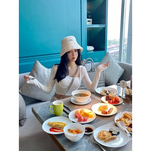 FREESHIP☘Áo thun gân len bo cổ vuông 2 tầng giả áo khoác c