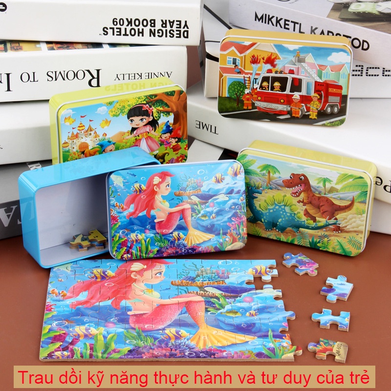 Bộ Tranh Ghép Hình Bằng Gỗ 60 Mảnh Cho bé 3-10 Tuổi Giúp Phát Triển Tư Duy Toàn Diện