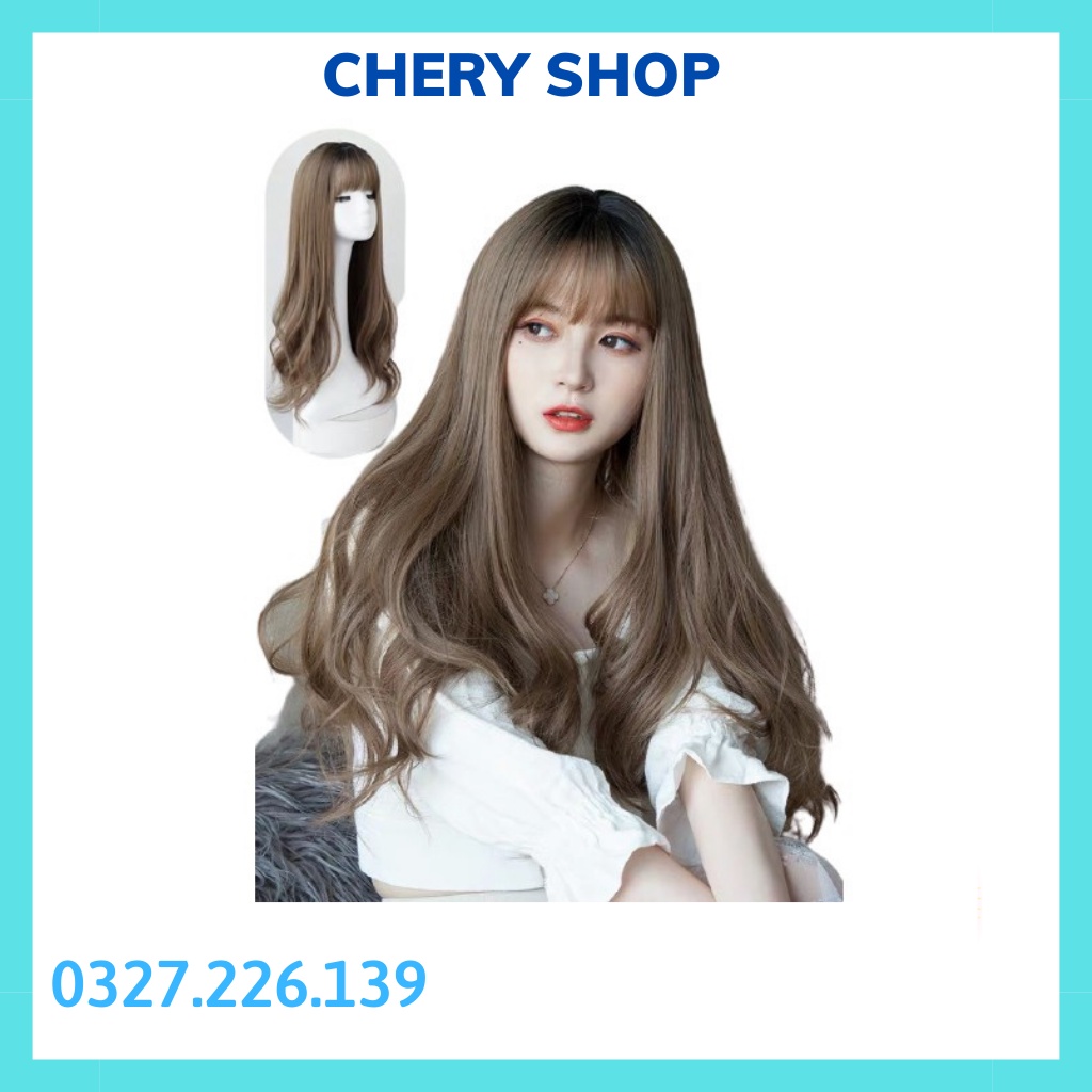 Tóc giả nữ cả đầu FREESHIP Tóc giả nguyên đầu xoăn đuôi dài mã 8136