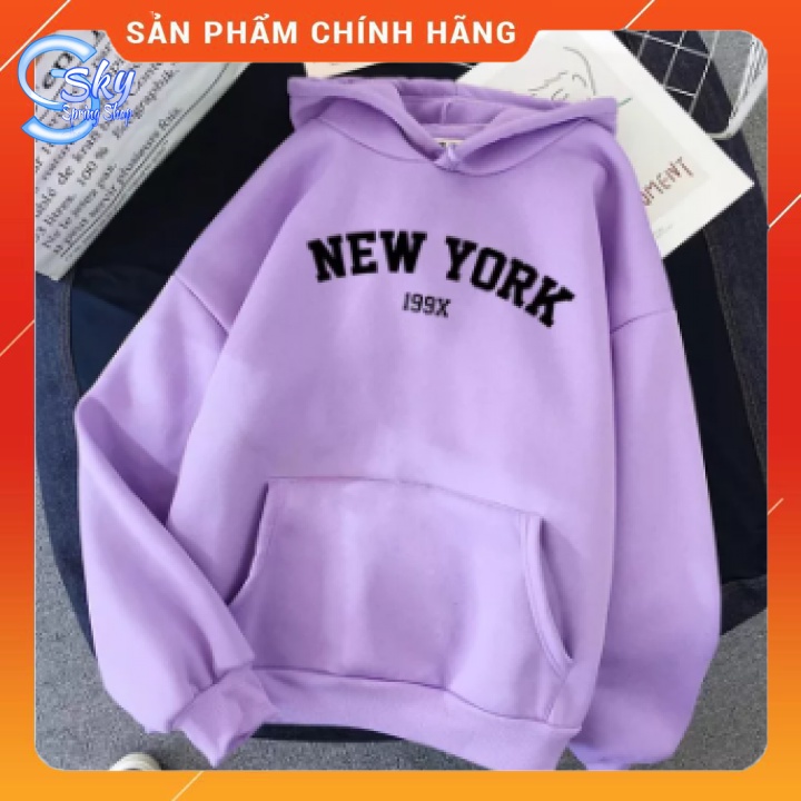 ÁO HOODIE UNISEX NAM NỮ  FORM RỘNG, CHẤT NỈ BÔNG CAO CẤP in NEW YORK