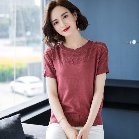 Phụ nữ trung niên và cao tuổi áo sơ mi dưới cùng lụa băng mùa hè lỏng lẻo kiểu phương tây phần trên mỏng