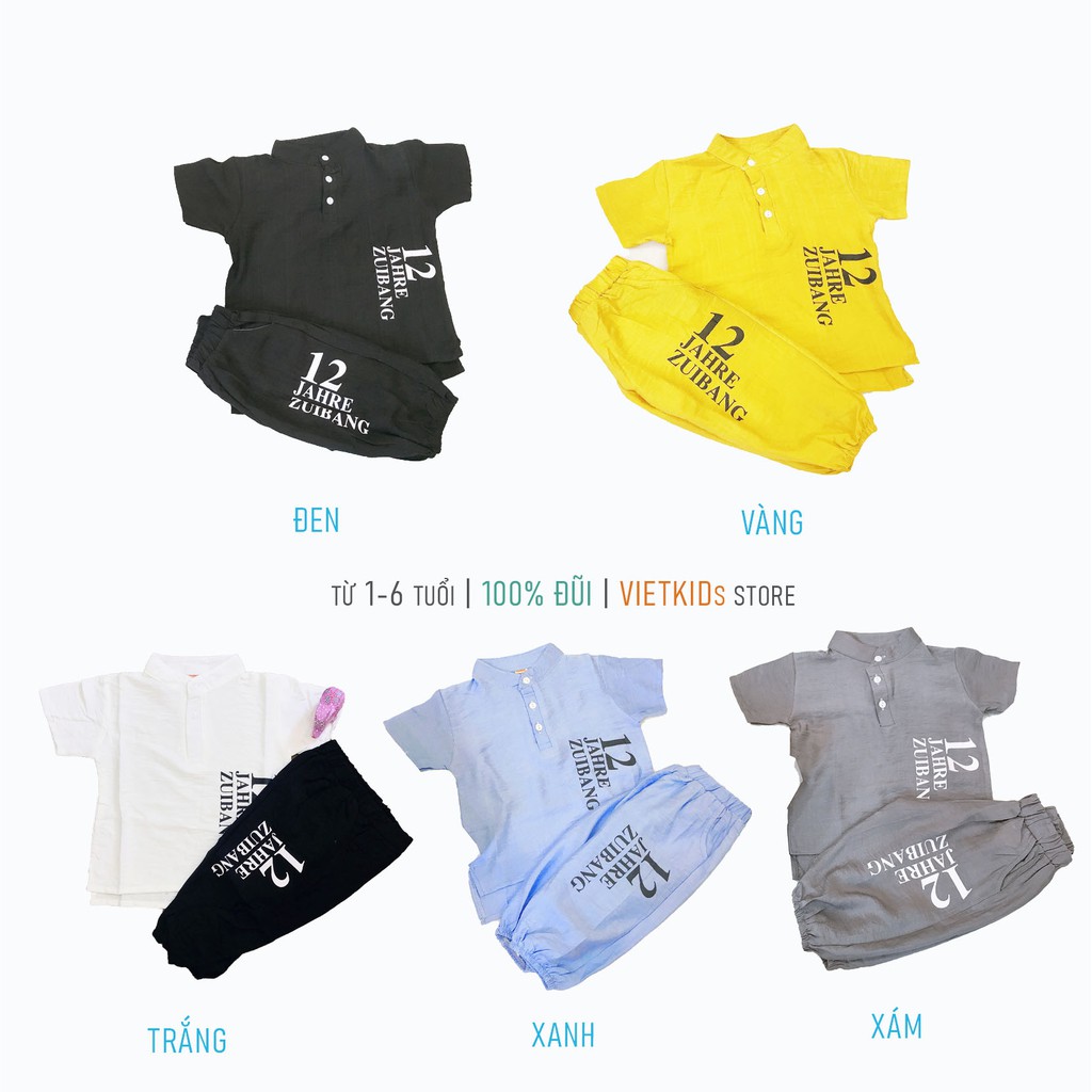 Bộ quần áo bé trai chất đũi RICHKID bộ cộc tay bé trai JAHRE12 cho bé từ 7-24kg