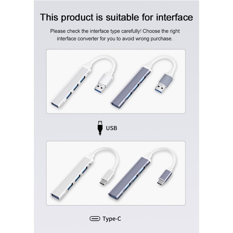 Bộ HUB Chuyển Đổi USB C 3.0 Type C 3.1 4 Cổng OTG Cho Lenovo Xiaomi Macbook Pro 13 15 Air Pro PC