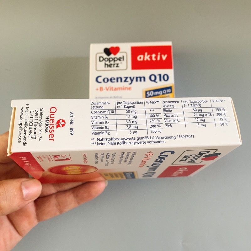Viên uống bổ tim mạch, điều hòa huyết áp Coenzym Q10 Đức Doppelherz Aktiv - Hộp 30 viên