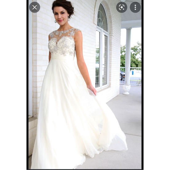 Đầm maxi dài voan trắng đính đá kết cườm VNXK đầm dạ hội tiệc cưới prom party cô dâu cutout sexy xuất khẩu dư xịn