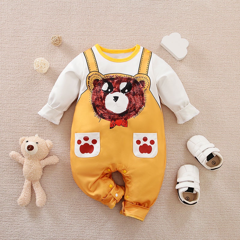Bộ Áo Liền Quần Tay Dài Thời Trang Cho Bé Sơ Sinh 2297