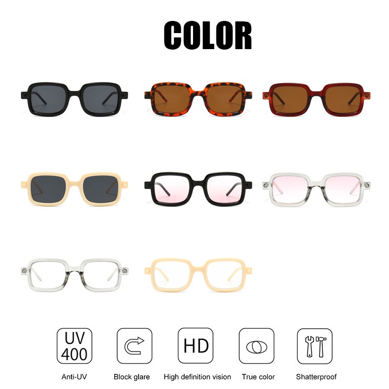 (AIMURUSI) COD Kính Mát Hình Chữ Nhật Chống Tia UV Phong Cách Retro Phương Tây Đàn Ông Và Đàn Bà